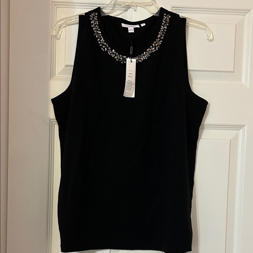 Chico's Black Tank Top with Silver Embellishments